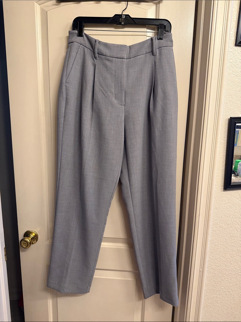 Nine West Light Gray Tailored High-Waist Straight Leg Trousers Size 8